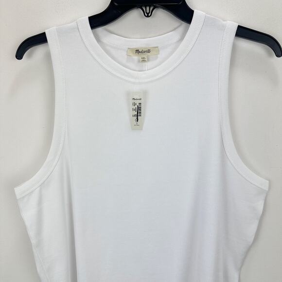 Madewell Regenerative Cotton Ribbed Cutaway Tank Top Basics White XXL NWT - Picture 7 of 12